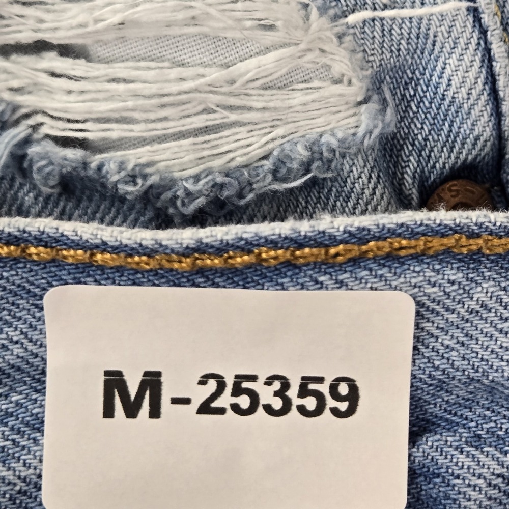 Levi's 501 Shorts W25 Light Blue Denim Cutoff Frayed Zipper High Rise - Picture 2 of 10